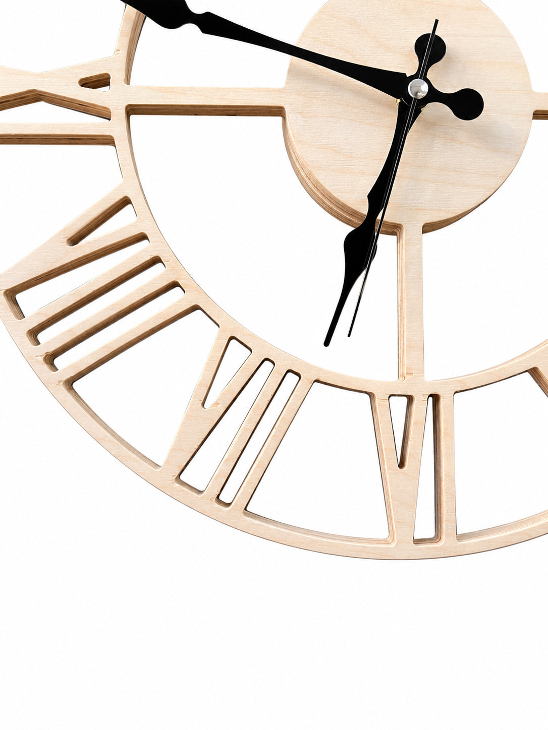 Openwork Roman Wood Wall Clock — product photograph, view 4