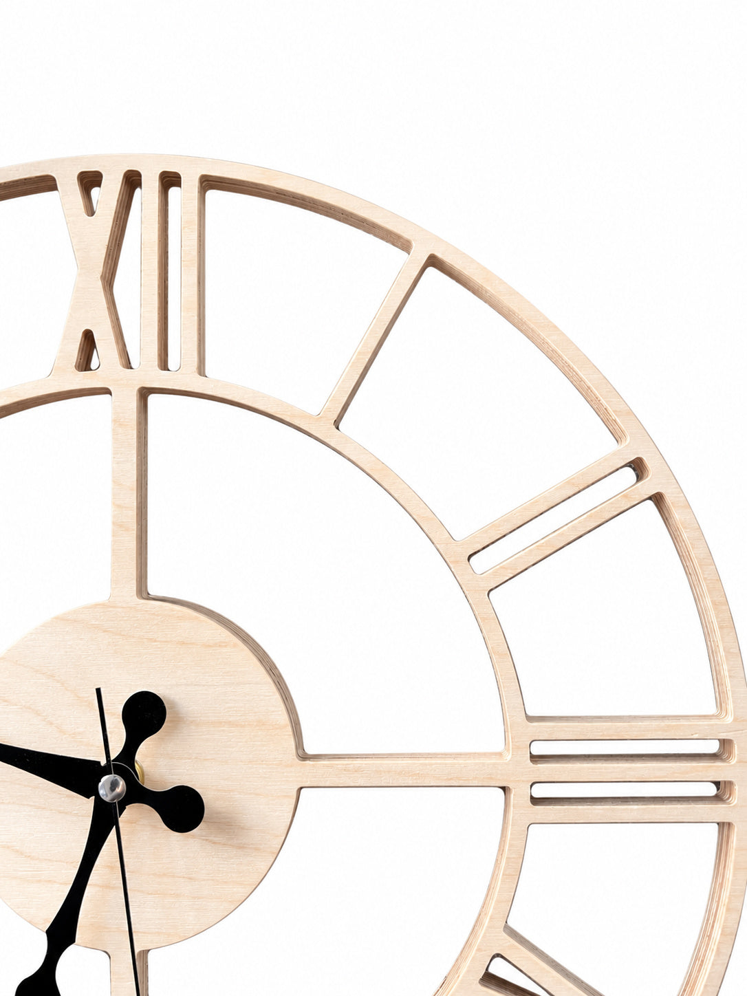 Openwork Roman Wood Wall Clock — product photograph, view 2