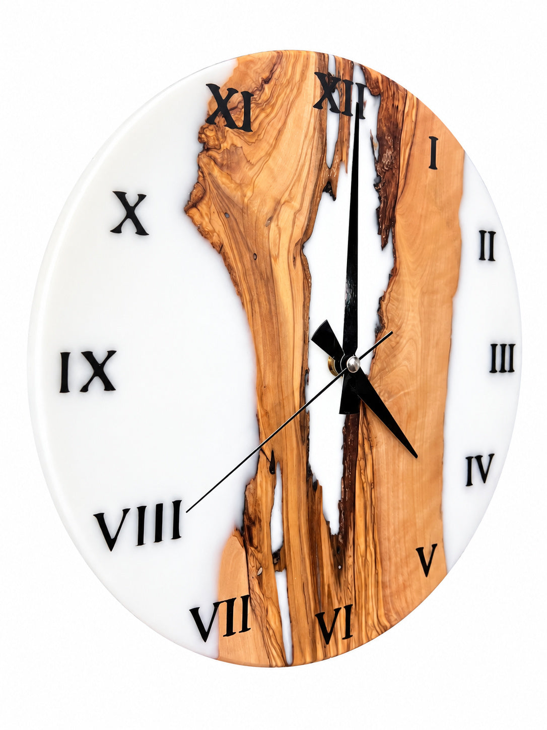 Ivory Tributary Olive Wood & Resin Wall Clock — product photograph, view 2