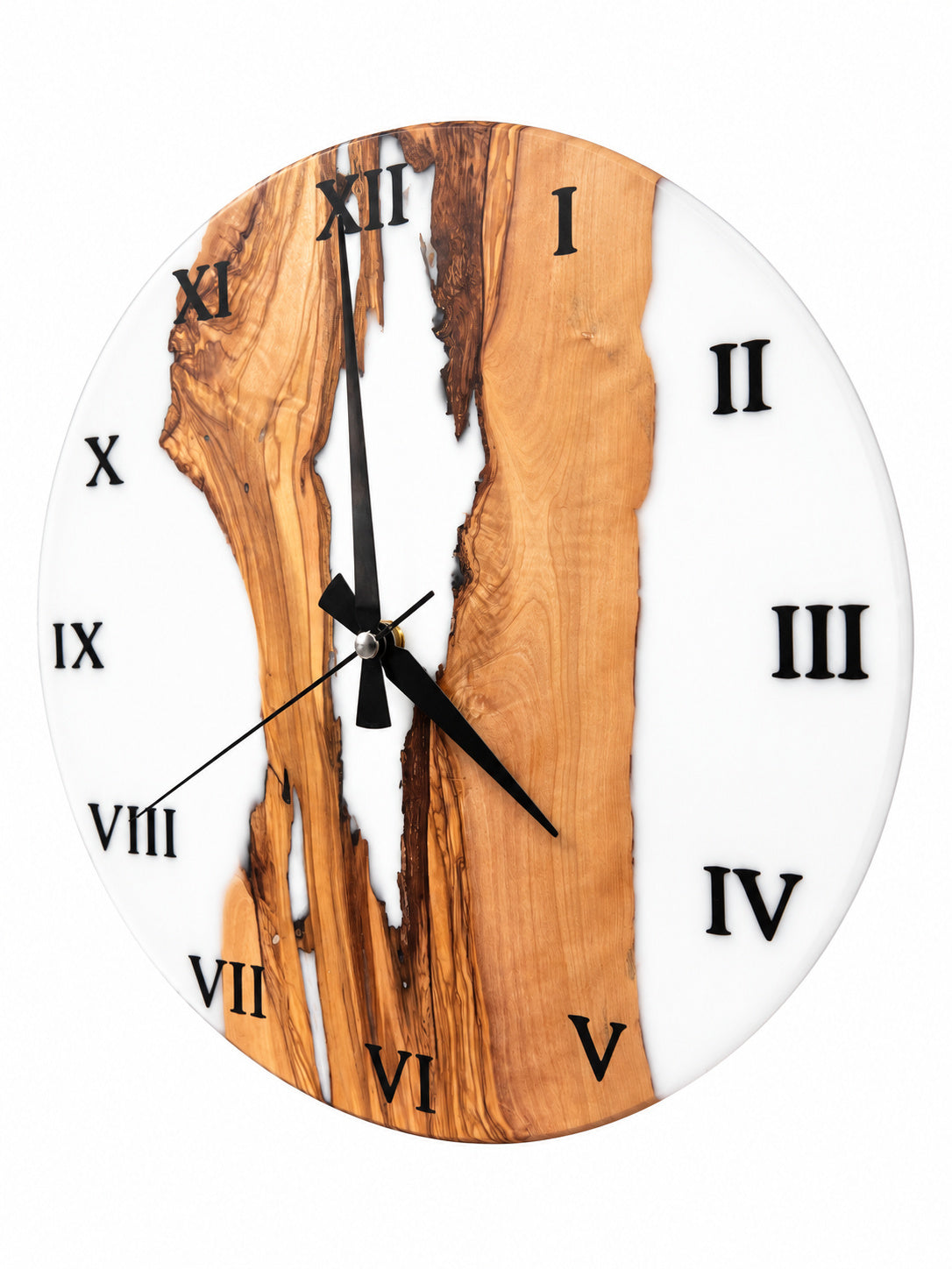 Ivory Tributary Olive Wood & Resin Wall Clock — product photograph, view 3