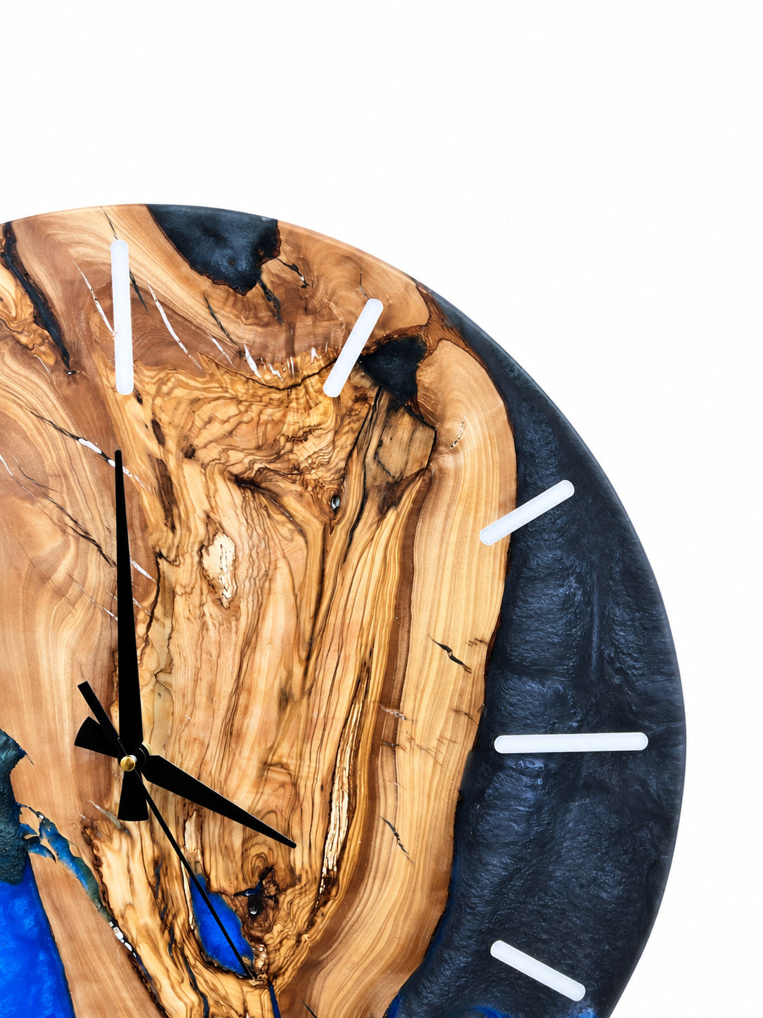 Electric Night Olive Wood & Resin Wall Clock — product photograph, view 3