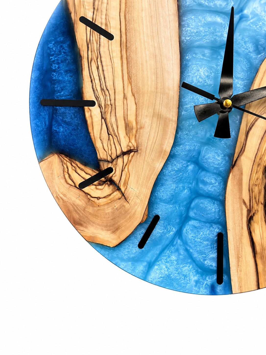 Blue Woodbanks Olive Wood & Resin Wall Clock — product photograph, view 5