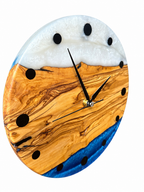 Pearl Horizon Olive Wood & Resin Wall Clock — product photograph, view 7
