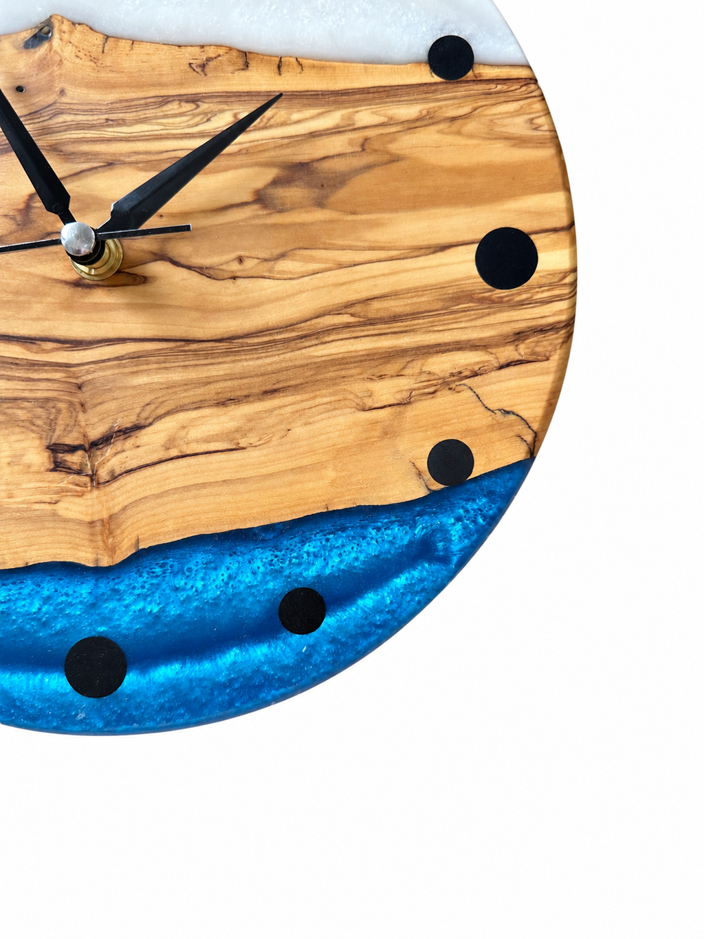 Pearl Horizon Olive Wood & Resin Wall Clock — product photograph, view 4