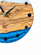 Pearl Horizon Olive Wood & Resin Wall Clock — product photograph, view 4