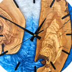 Coastal Inlet Olive Wood & Resin Wall Clock — product photograph, view 8