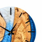 Coastal Inlet Olive Wood & Resin Wall Clock — product photograph, view 7