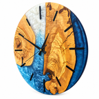 Coastal Inlet Olive Wood & Resin Wall Clock — product photograph, view 10