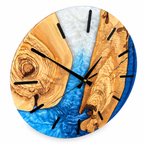 Coastal Inlet Olive Wood & Resin Wall Clock — product photograph, view 4