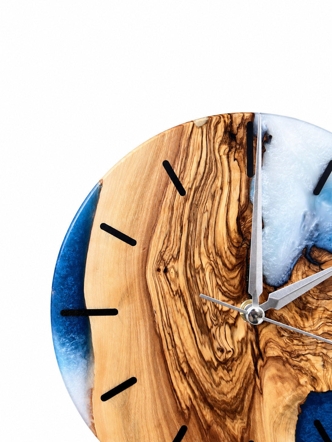 Azure Cape Olive Wood & Resin Wall Clock — product photograph, view 5