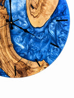 Blue Atoll Olive Wood & Resin Wall Clock — product photograph, view 6