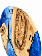 Blue Atoll Olive Wood & Resin Wall Clock — product photograph, view 18