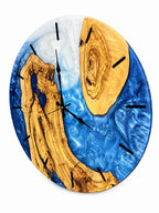 Blue Atoll Olive Wood & Resin Wall Clock — product photograph, view 5