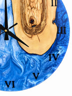 Blue Atoll Olive Wood & Resin Wall Clock — product photograph, view 14