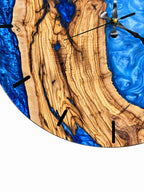 Blue Atoll Olive Wood & Resin Wall Clock — product photograph, view 12