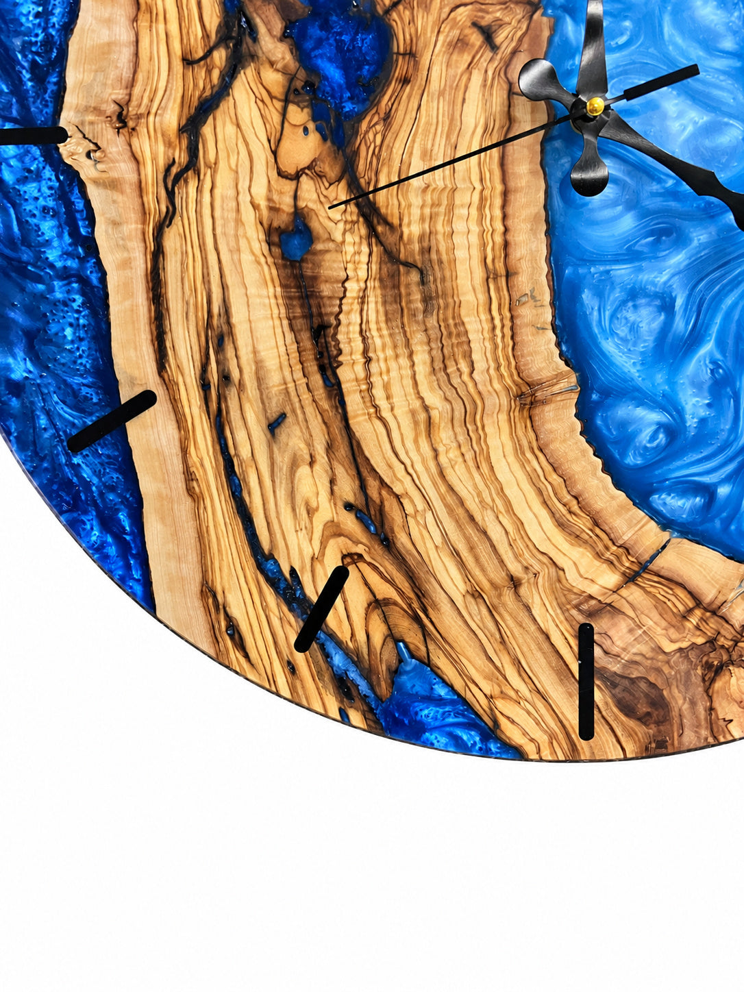 Blue Atoll Olive Wood & Resin Wall Clock — product photograph, view 12