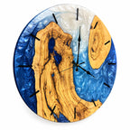 Blue Atoll Olive Wood & Resin Wall Clock — product photograph, view 3