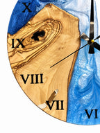 Blue Atoll Olive Wood & Resin Wall Clock — product photograph, view 16