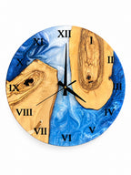 Blue Atoll Olive Wood & Resin Wall Clock — product photograph, view 2
