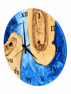 Blue Atoll Olive Wood & Resin Wall Clock — product photograph, view 8