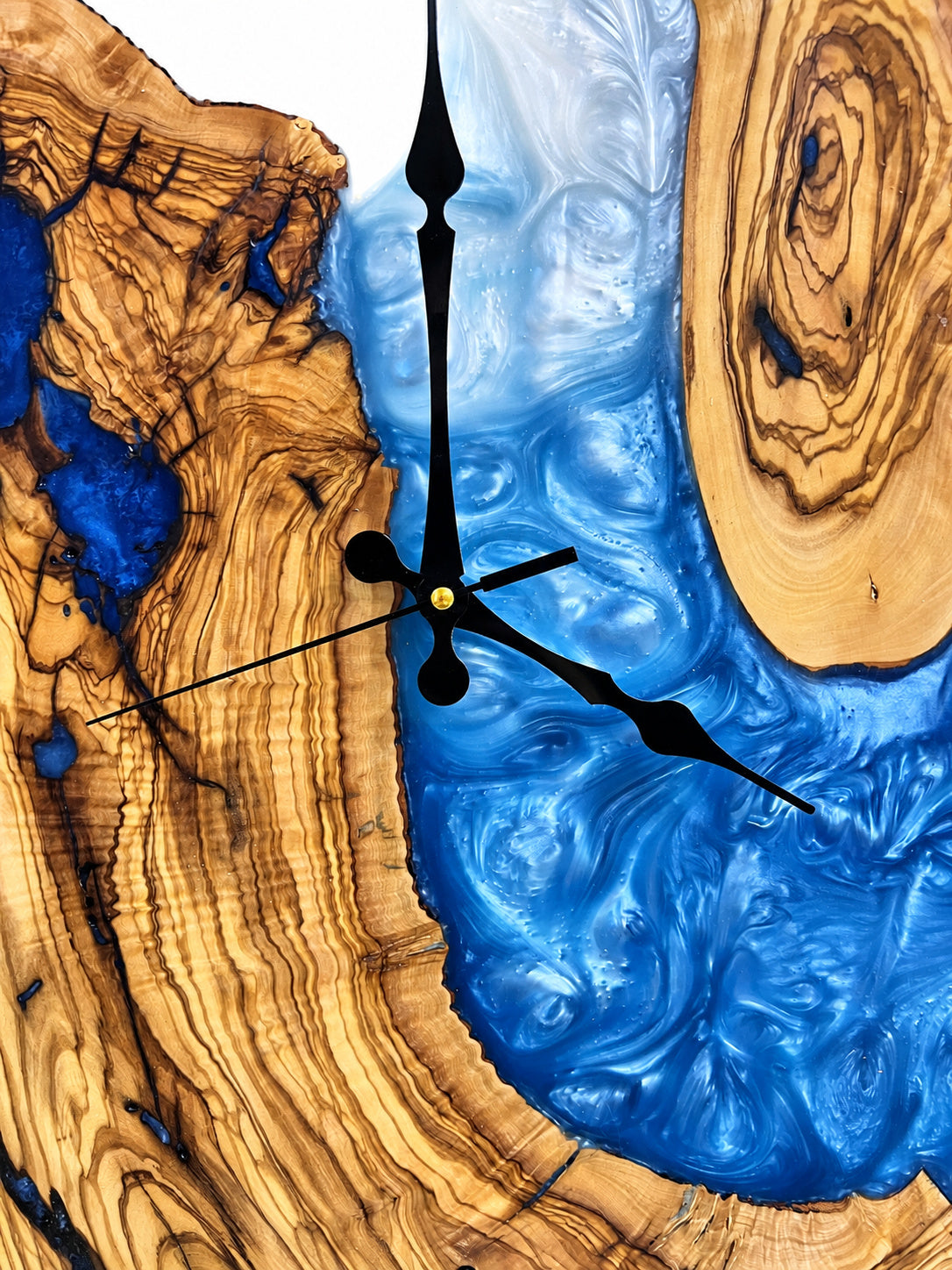 Blue Atoll Olive Wood & Resin Wall Clock — product photograph, view 17