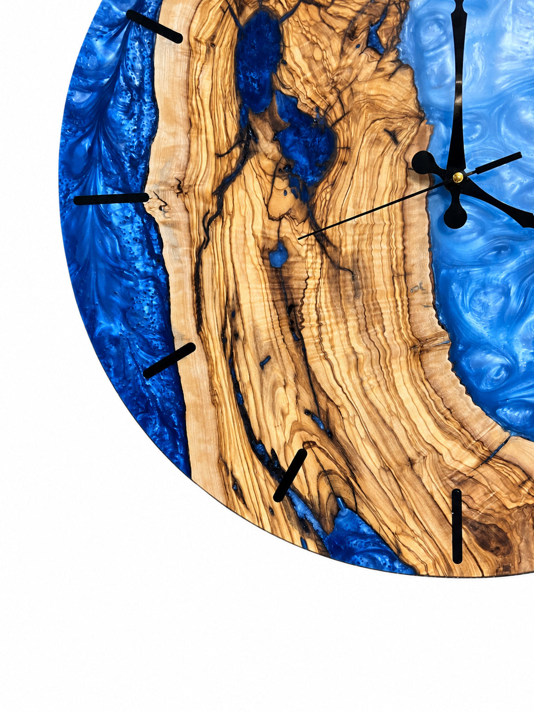 Blue Atoll Olive Wood & Resin Wall Clock — product photograph, view 11