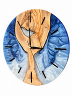 Blue Hourglass Olive Wood & Resin Wall Clock — product photograph, view 4