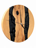 Twin Midnight Rivers Olive Wood & Resin Wall Clock — product photograph, view 5