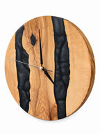 Twin Midnight Rivers Olive Wood & Resin Wall Clock — product photograph, view 4