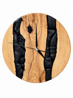 Twin Midnight Rivers Olive Wood & Resin Wall Clock — product photograph, view 3