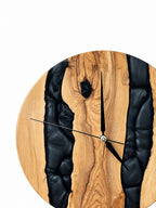 Twin Midnight Rivers Olive Wood & Resin Wall Clock — product photograph, view 6
