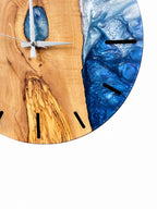 Blue Keyhole Olive Wood & Resin Wall Clock — product photograph, view 7