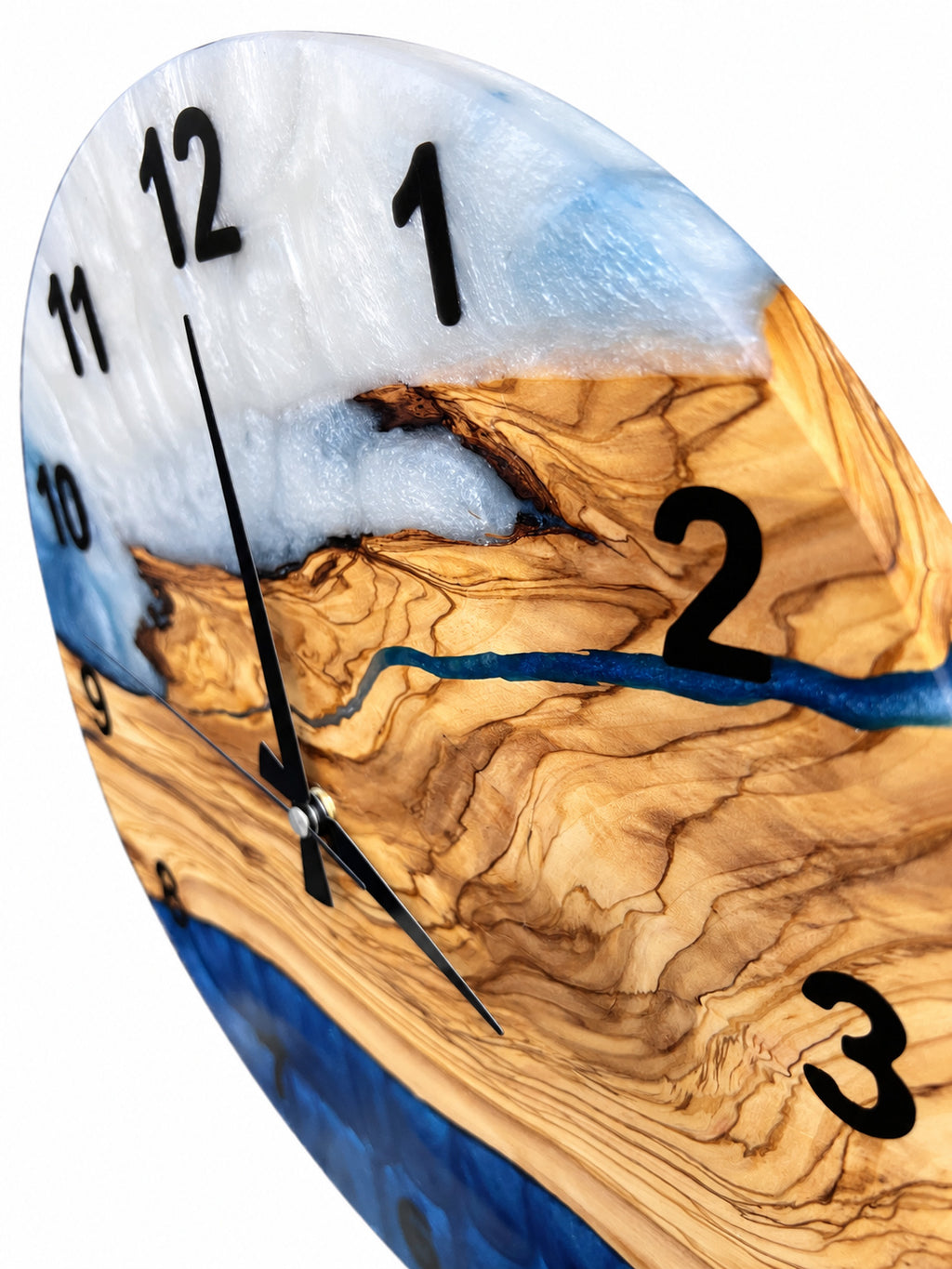 Coastal Branch Olive Wood & Resin Wall Clock — product photograph, view 9