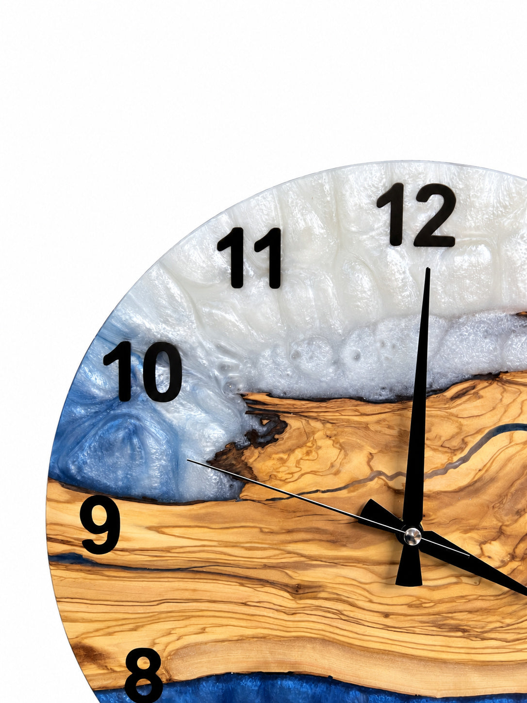 Coastal Branch Olive Wood & Resin Wall Clock — product photograph, view 5