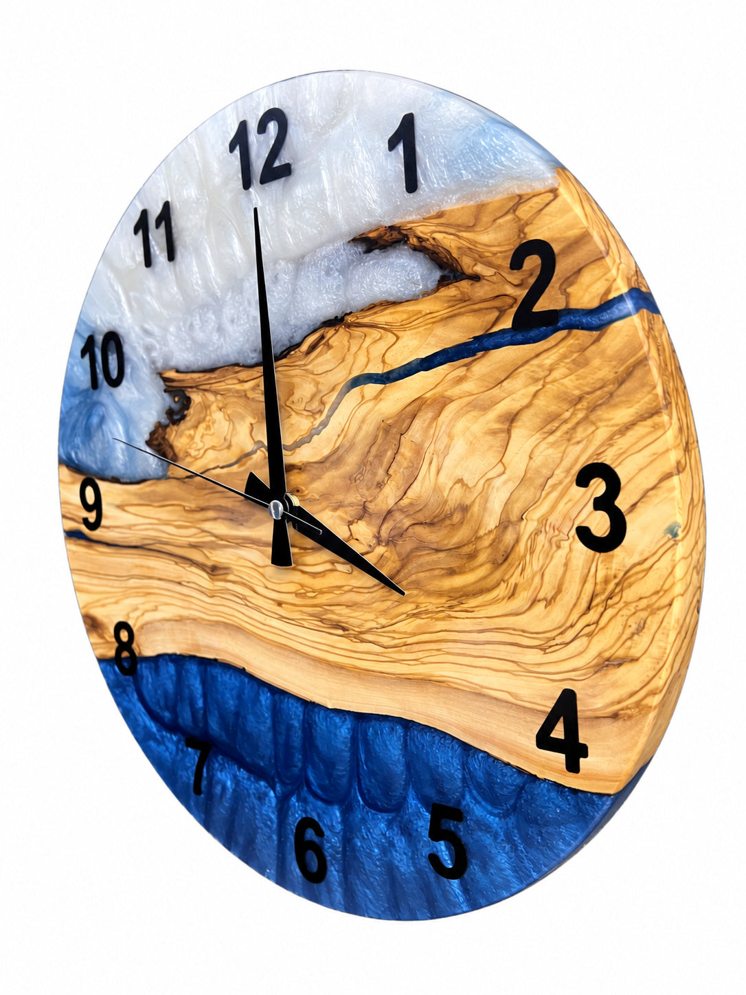 Coastal Branch Olive Wood & Resin Wall Clock — product photograph, view 4