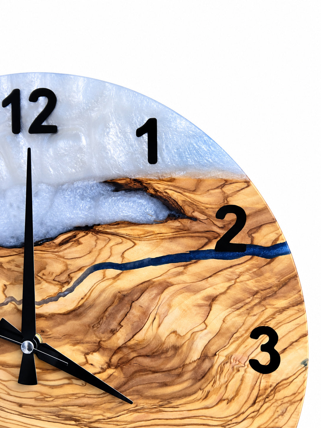 Coastal Branch Olive Wood & Resin Wall Clock — product photograph, view 3
