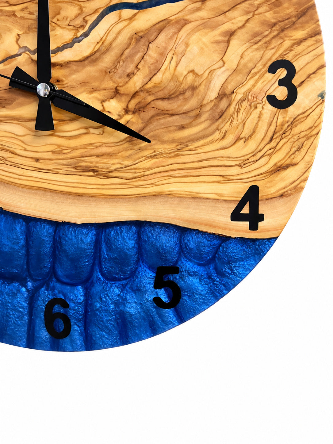 Coastal Branch Olive Wood & Resin Wall Clock — product photograph, view 7