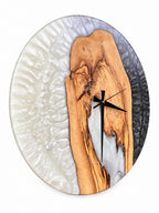 Pearl Arch Olive Wood & Resin Wall Clock — product photograph, view 3
