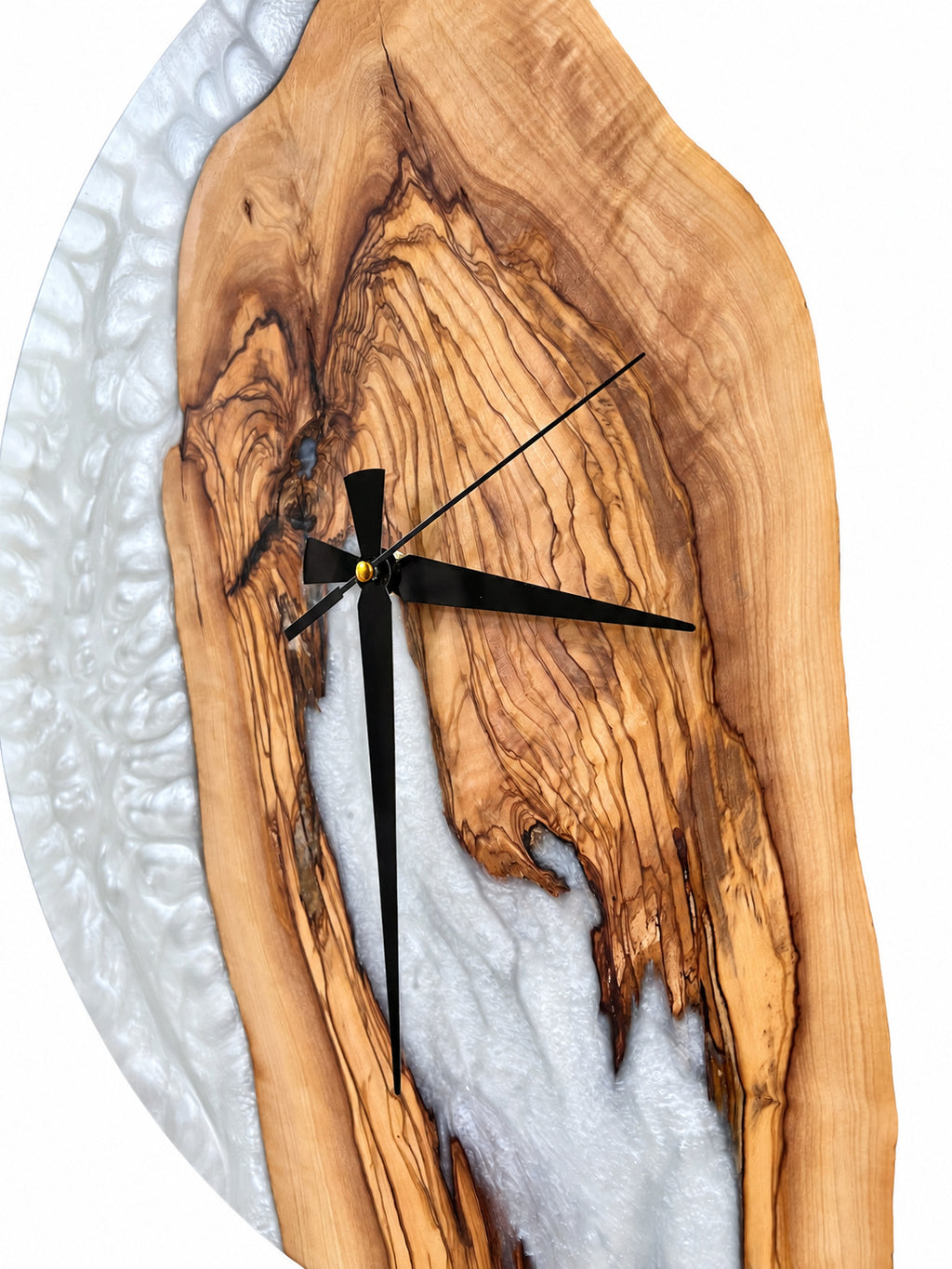 Pearl Arch Olive Wood & Resin Wall Clock — product photograph, view 9