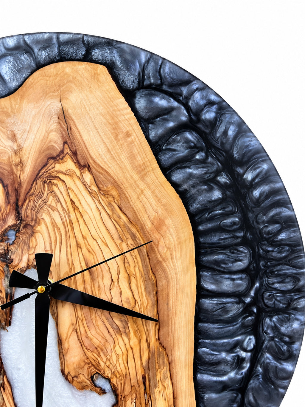 Pearl Arch Olive Wood & Resin Wall Clock — product photograph, view 6