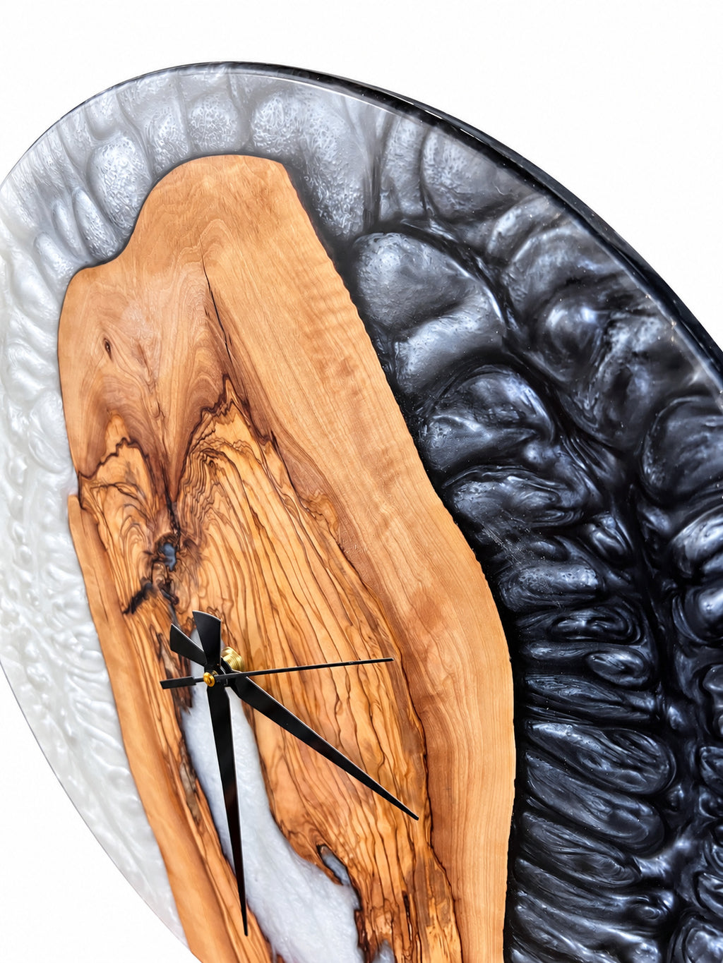 Pearl Arch Olive Wood & Resin Wall Clock — product photograph, view 8