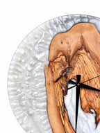 Pearl Arch Olive Wood & Resin Wall Clock — product photograph, view 5