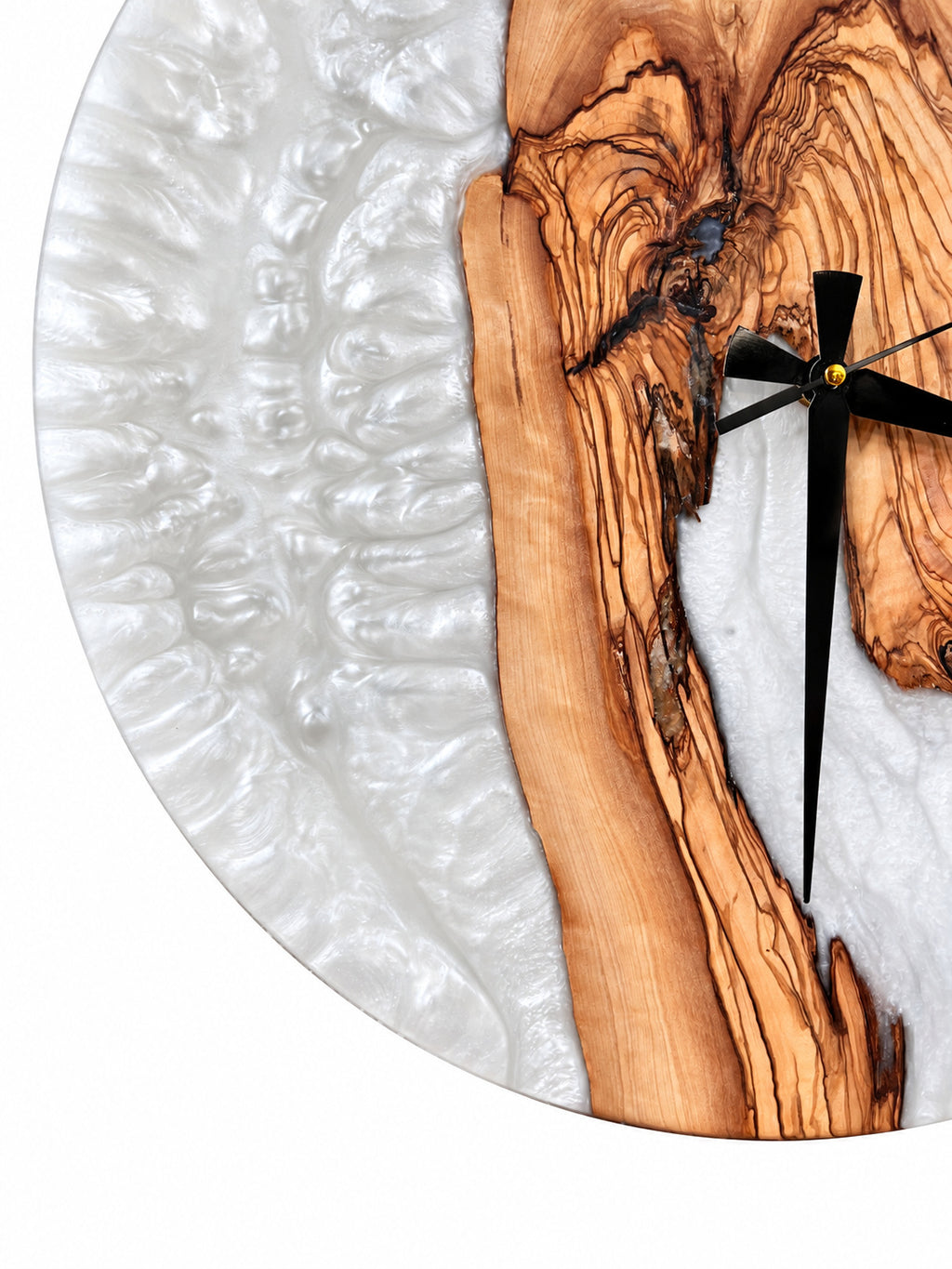 Pearl Arch Olive Wood & Resin Wall Clock — product photograph, view 7