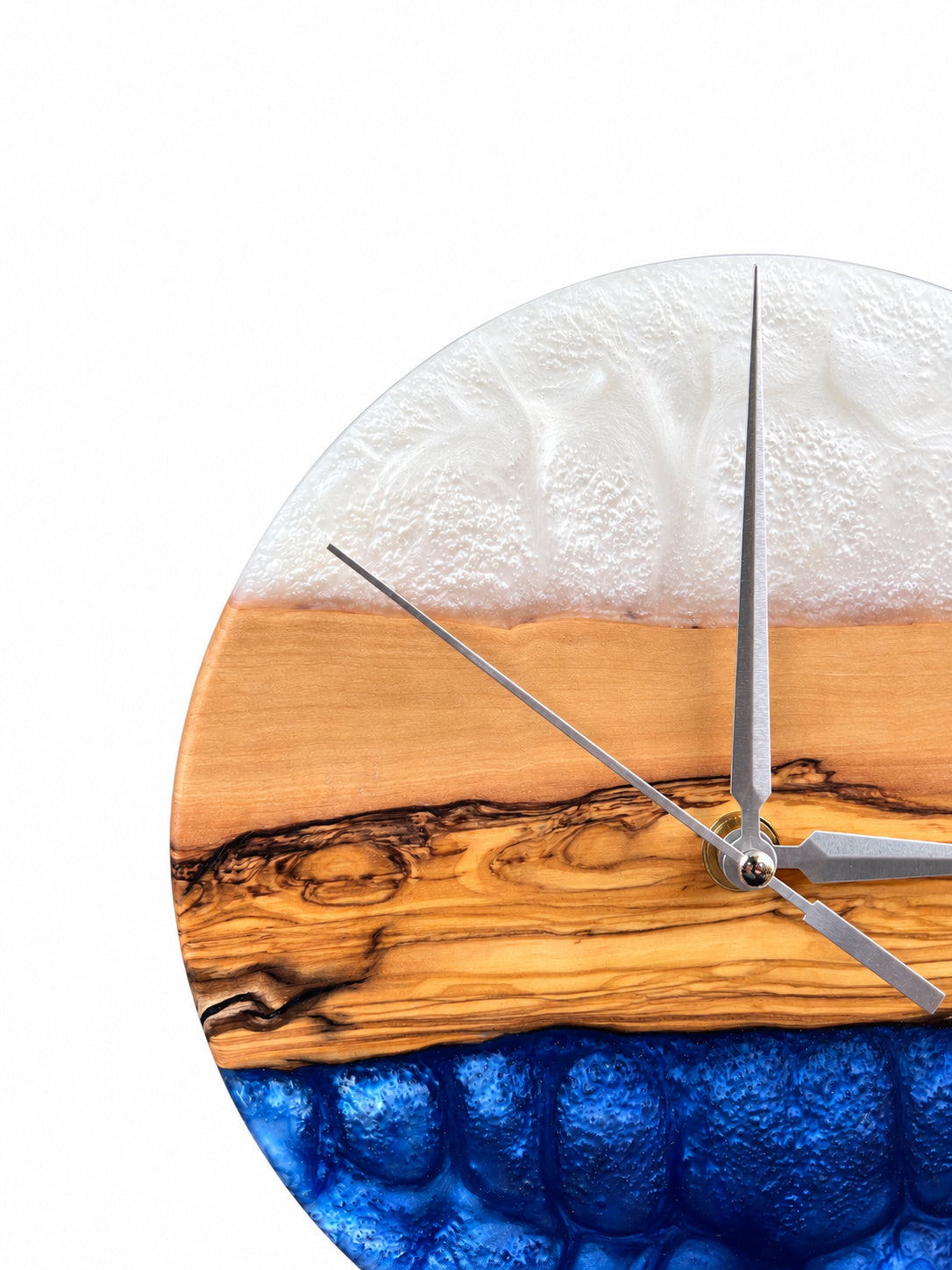 Quiet Coast Olive Wood & Resin Wall Clock — product photograph, view 3