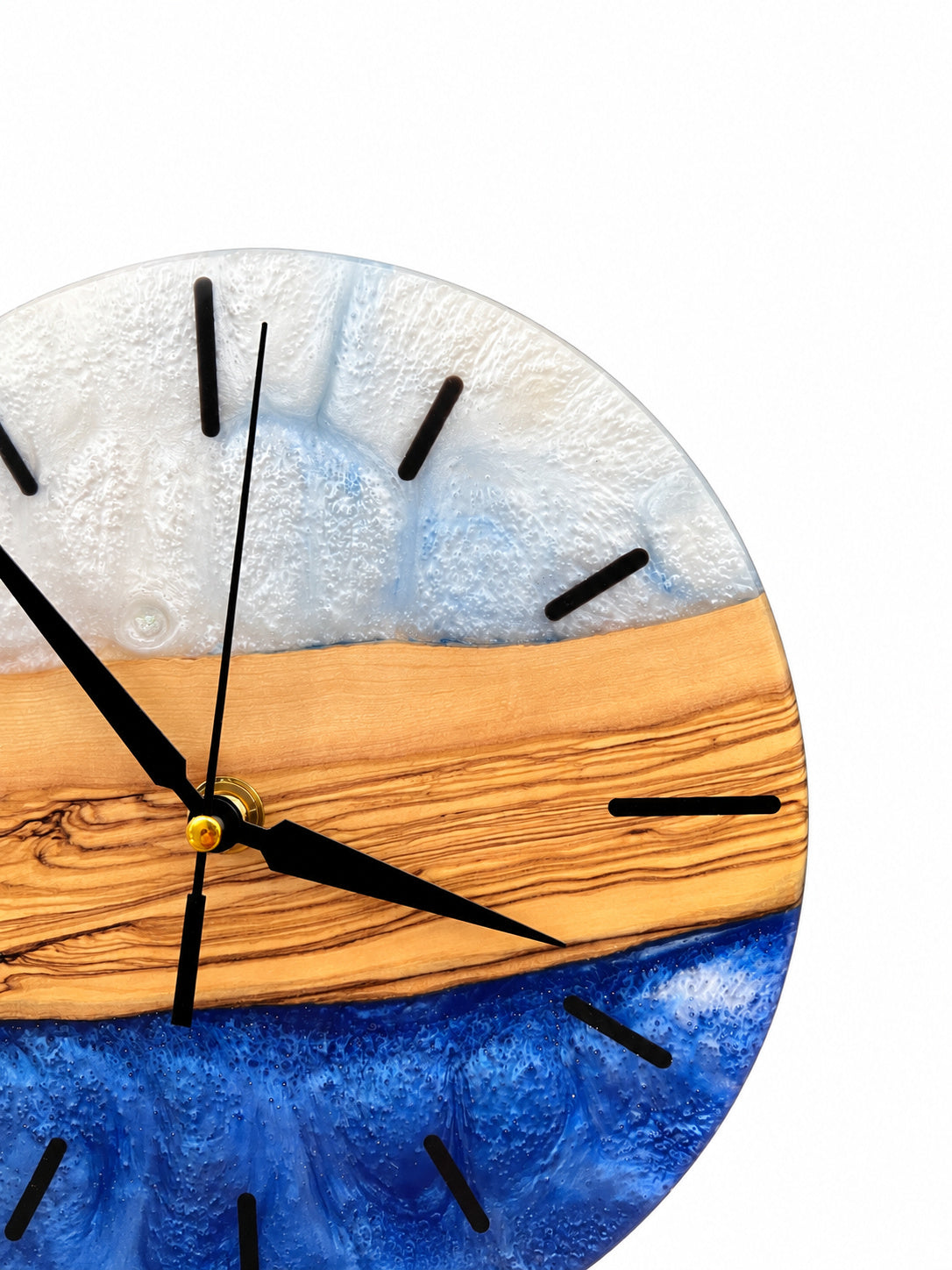 Quiet Coast Olive Wood & Resin Wall Clock — product photograph, view 5