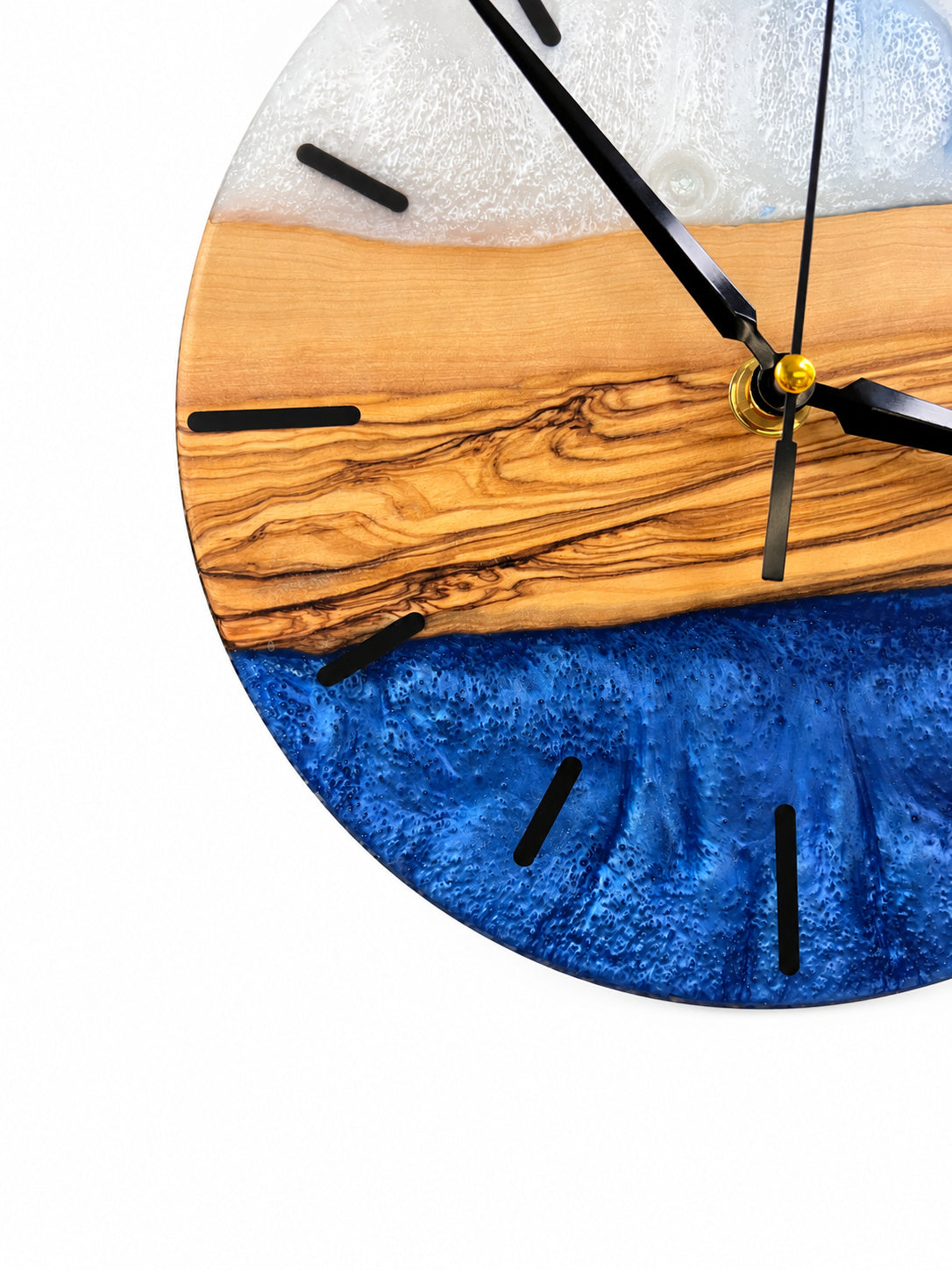 Quiet Coast Olive Wood & Resin Wall Clock — product photograph, view 8