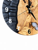Monochrome Roots Olive Wood & Resin Wall Clock — product photograph, view 4