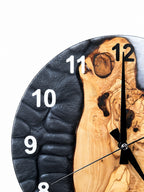 Monochrome Roots Olive Wood & Resin Wall Clock — product photograph, view 5