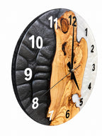 Monochrome Roots Olive Wood & Resin Wall Clock — product photograph, view 8