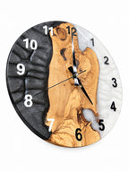Monochrome Roots Olive Wood & Resin Wall Clock — product photograph, view 3